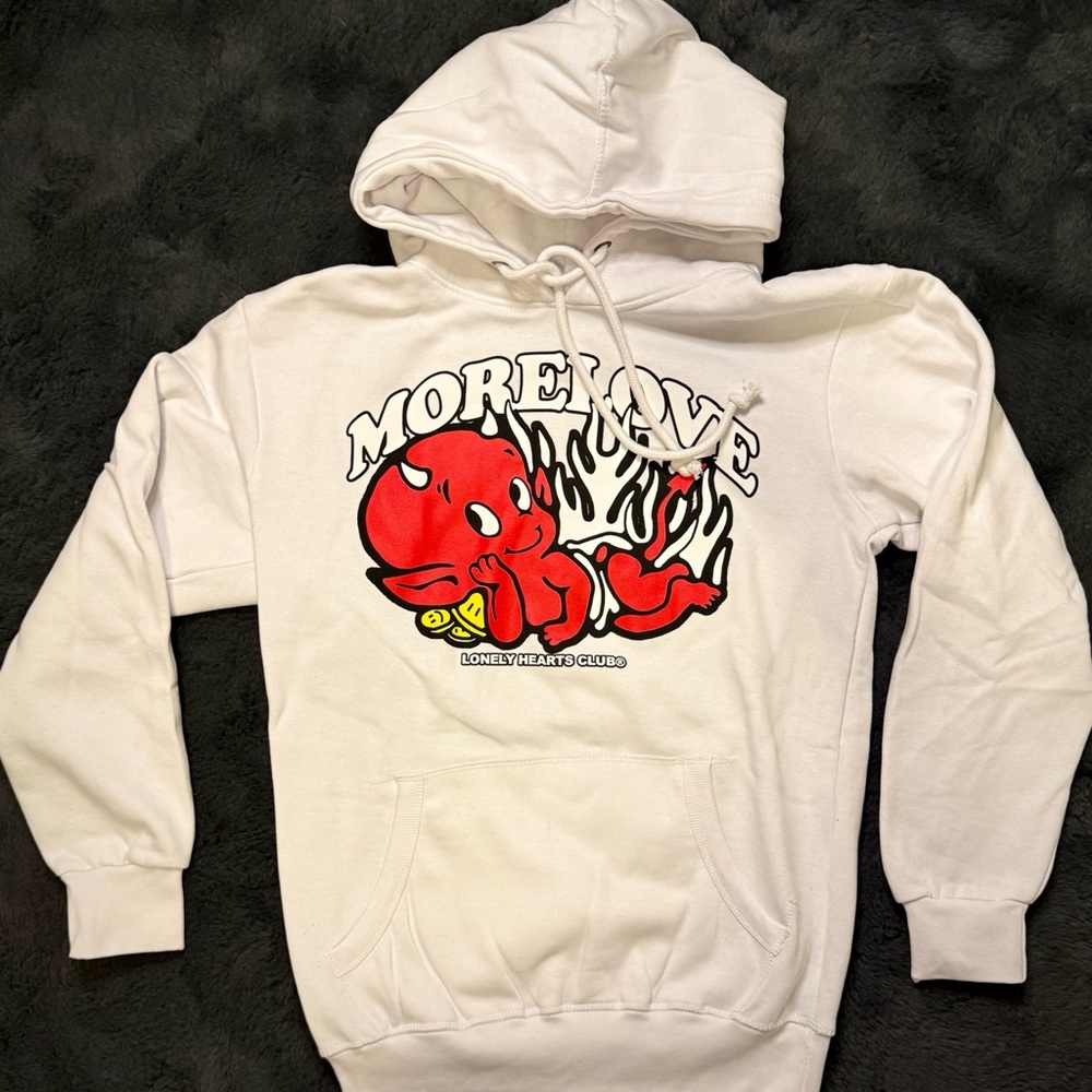 No Excuses Lonely Hearts Club : More Love Hoodie White Size Small